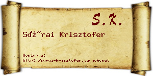 Sárai Krisztofer névjegykártya